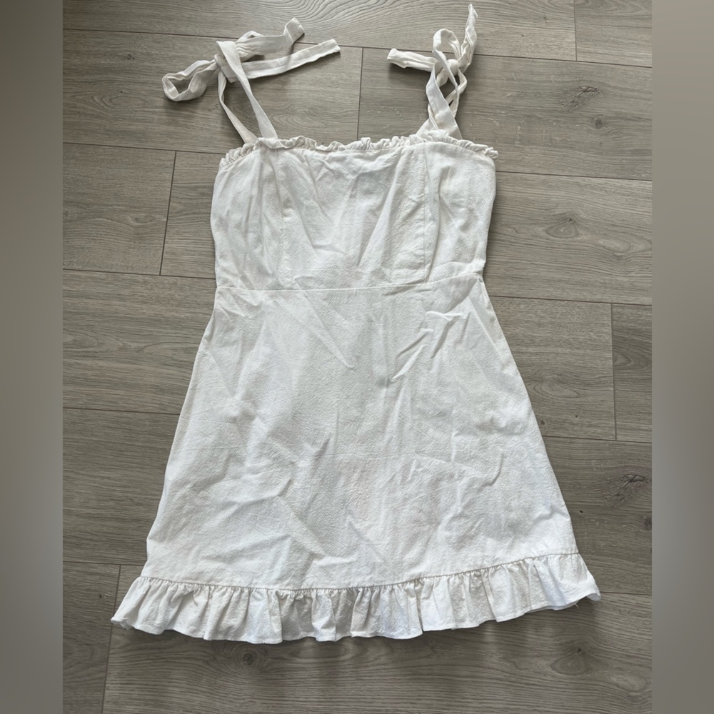 Nasty Gal Women’s White Square Neck Ruffle minidress Size 8